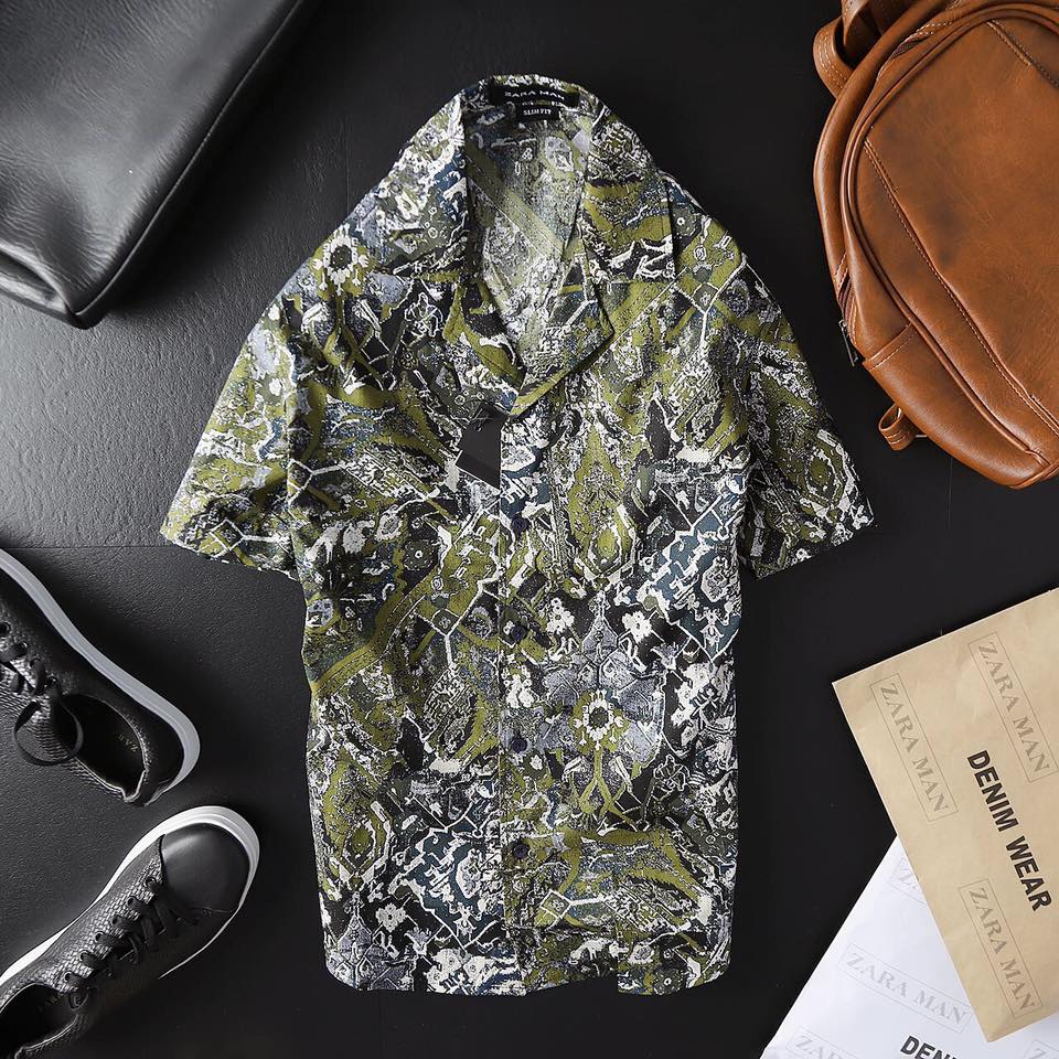 sơ mi ngắn tay họa tiết