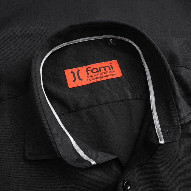 Sơmi Đen dài tay Nam gân chéo, có bigsize