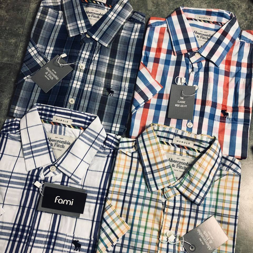 áo sơ mi sọc ngắn tay cotton