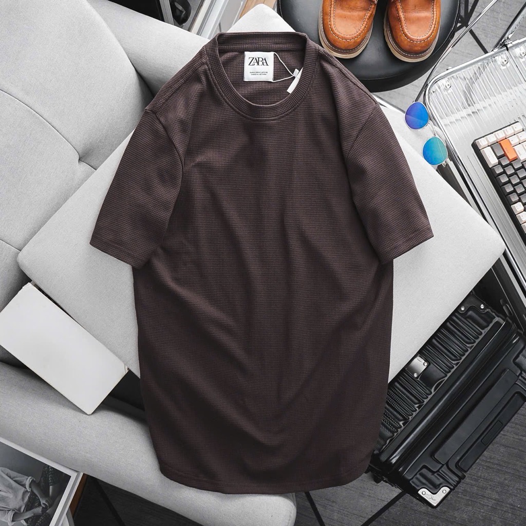 Áo thun Zara Nam vải waffle tổ ong