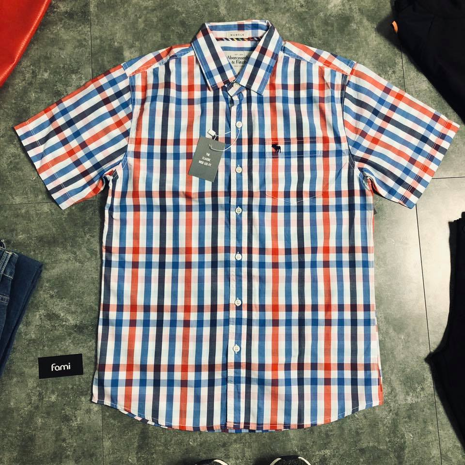 áo sơ mi sọc ngắn tay cotton