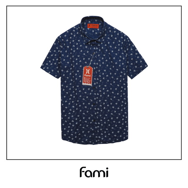 Sơmi ngắn tay họa tiết coton, có bigsize