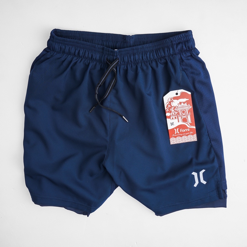 Quần đùi thể thao 2 lớp có lớp bó đùi chạy bộ cầu lông pickleball (có bigsize) - Màu đen