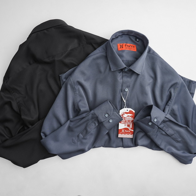 Sơmi Đen dài tay Nam gân chéo, có bigsize