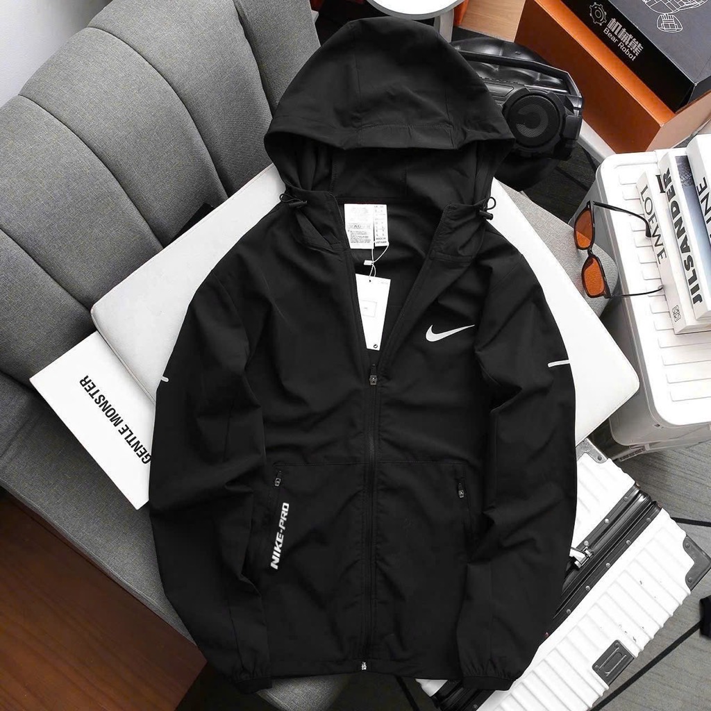 Áo khoác Nike 1 lớp vải gió nhẹ - Màu đen