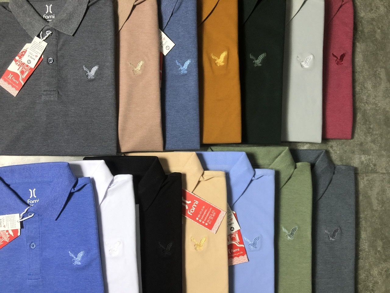 Áo polo Fami vải cá sấu dày dặn, có bigsize