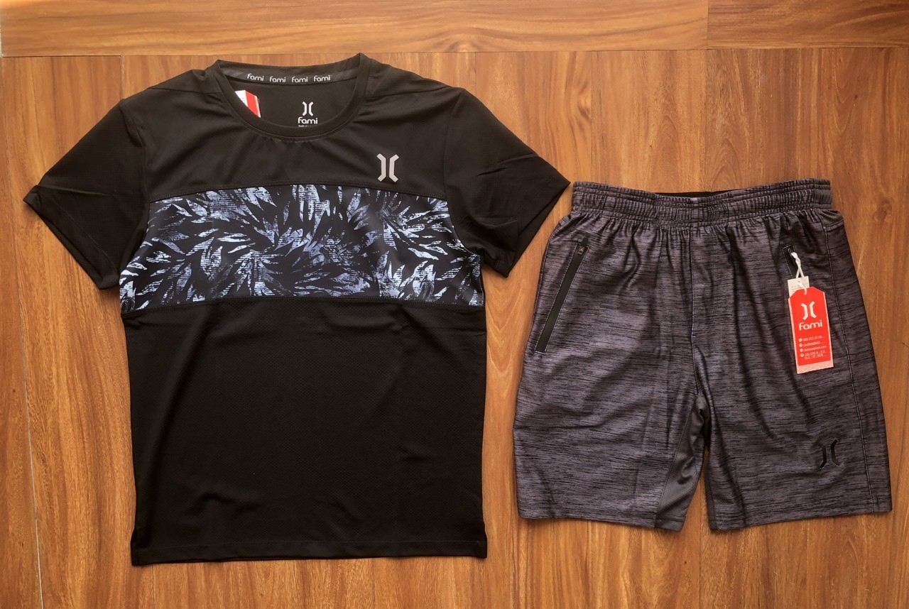 Áo thun vải poly lưới phối màu ngang ngực, có bigsize