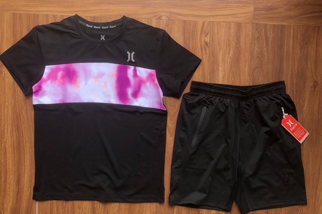 Áo thun vải poly lưới phối màu ngang ngực, có bigsize