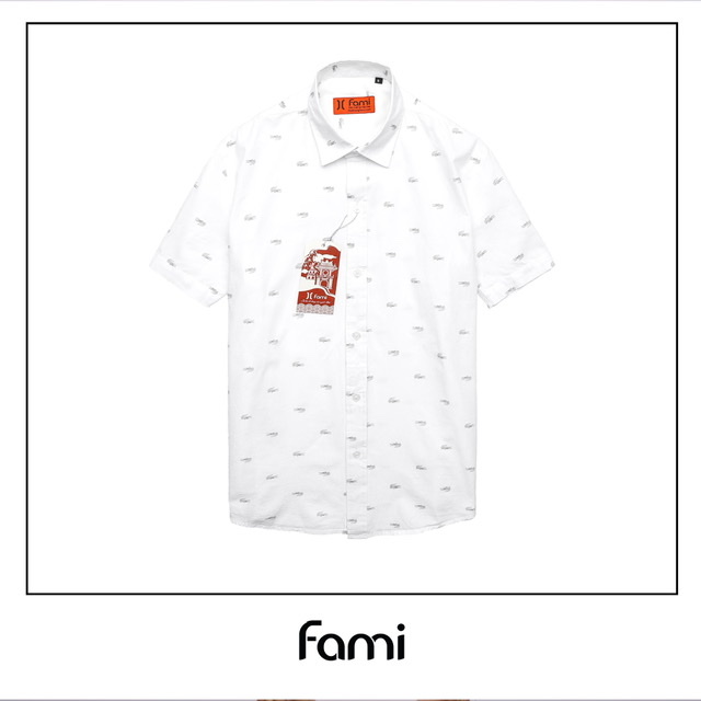 Sơmi ngắn tay họa tiết coton, có bigsize