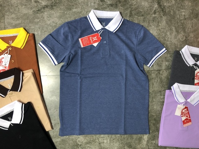 Áo polo coton kiểu phối cổ và tay, có bigsize