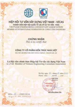 Chứng nhận hội viên Hiệp hội Tư vấn XD Việt Nam