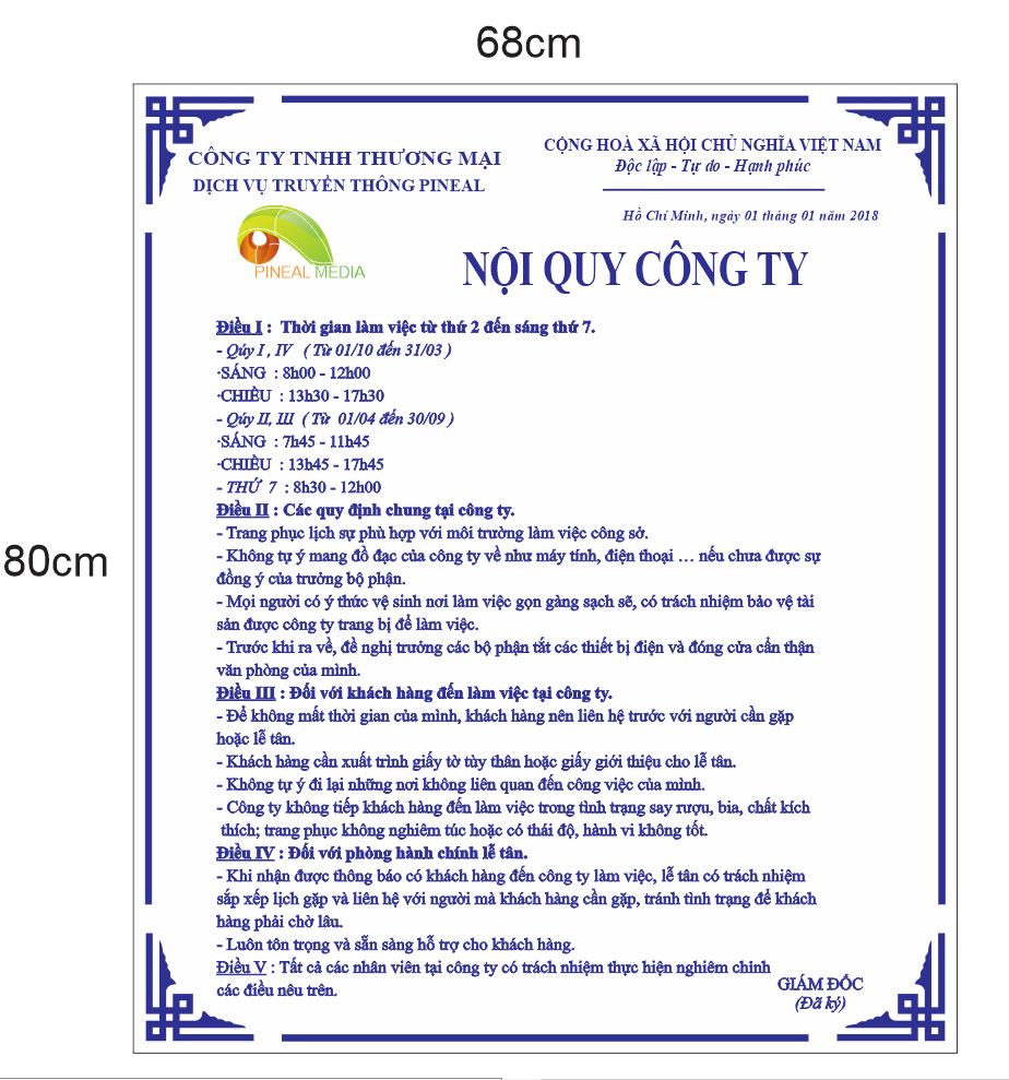 Market Biển Nội Quy Cong Ty Pineal