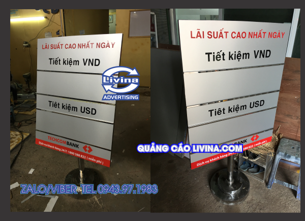 Mẫu biển lãi suất Techcombank