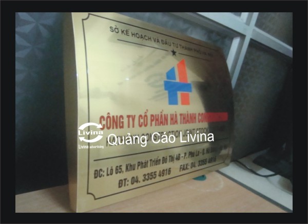 Biển công ty bằng đồng công ty Hà Thành