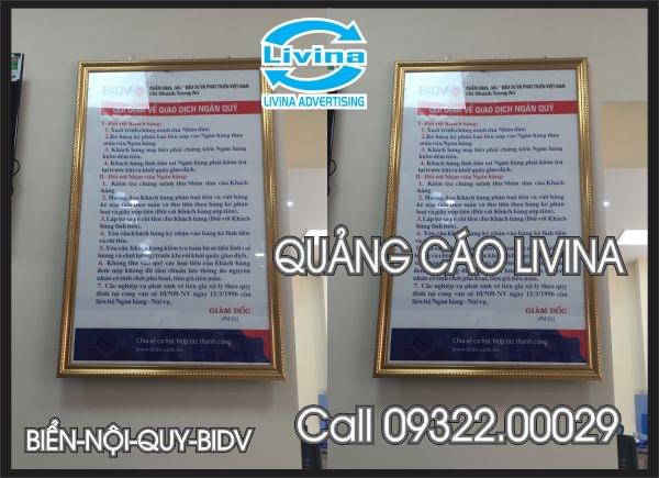 Biển nội quy ngân hàng BIDV