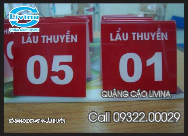 Biển Số bàn mica -BSB-AS144-LẨU THUYỀN