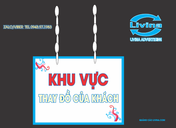 Biển treo xích Khu Vực Thay đồ của khách