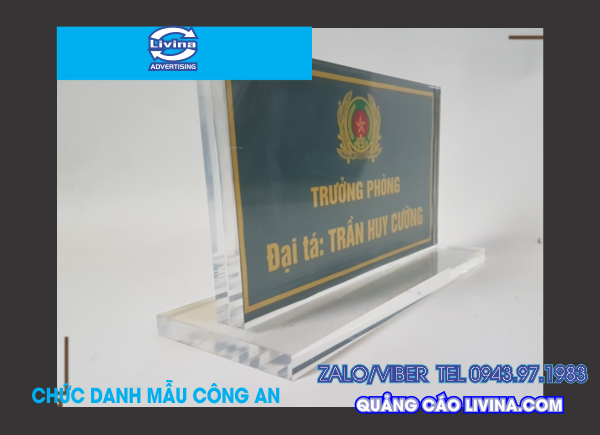 Biển chức danh mica công an quân đội theo quy định