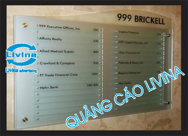 Biển chỉ dẫn toà nhà mẫu Brickell 999