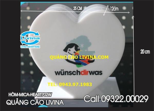 Hòm mica hình trái tim-HEART702W
