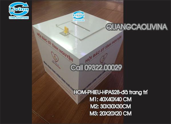 Hòm Phiếu Mica Trong HPAS28-In phủ hòm