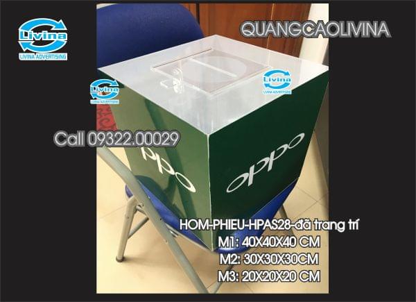 Hòm Phiếu Mica Trong HPAS28-đã trang trí logo OPPO
