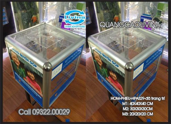 Hòm phiếu bo nhôm HPAS29-Trang trí-(Mẫu khóa rời)