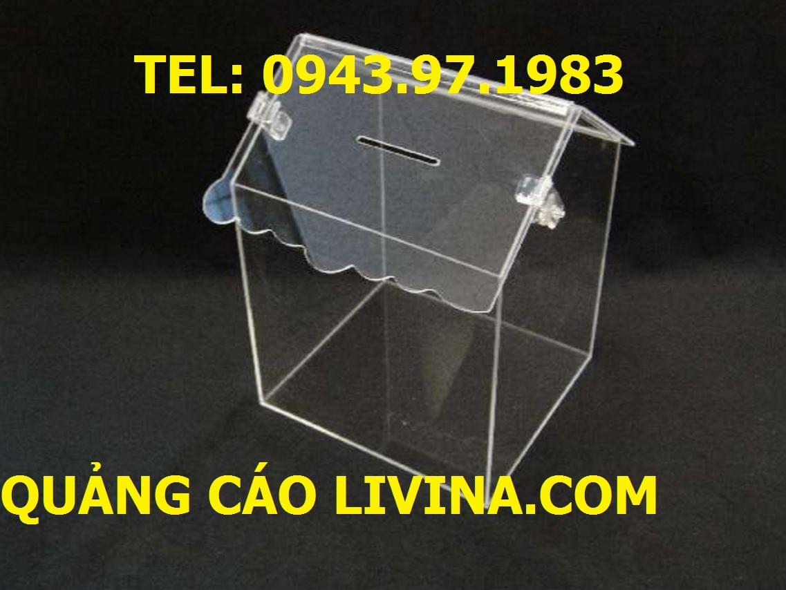 Gia công hòm phiếu mica trong