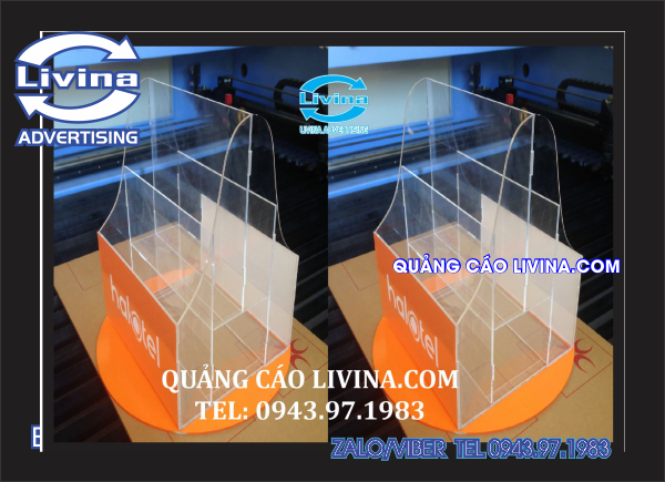 Kệ Mica 2 mặt Cam
