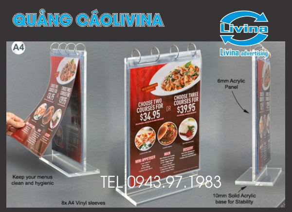 Kệ Menu A4 sang trọng-HTA4D