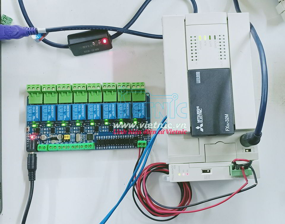 Module relay modbus kết nối với PLC