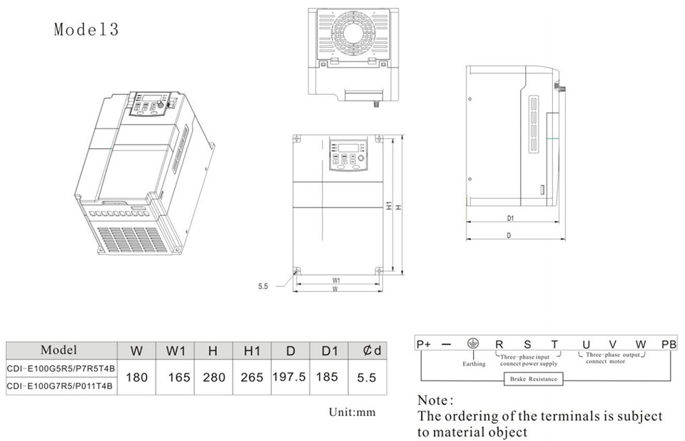 Kích thước biến tần Delixi 3.7KW