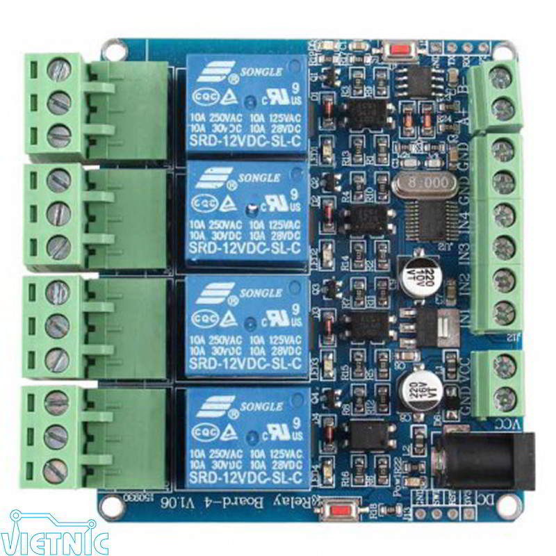 Module relay 4 kênh modbus RTU 485