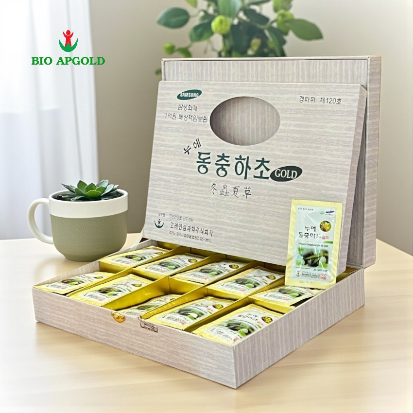 đông trùng hạ thảo 60 gói hộp vali Bio Apgold