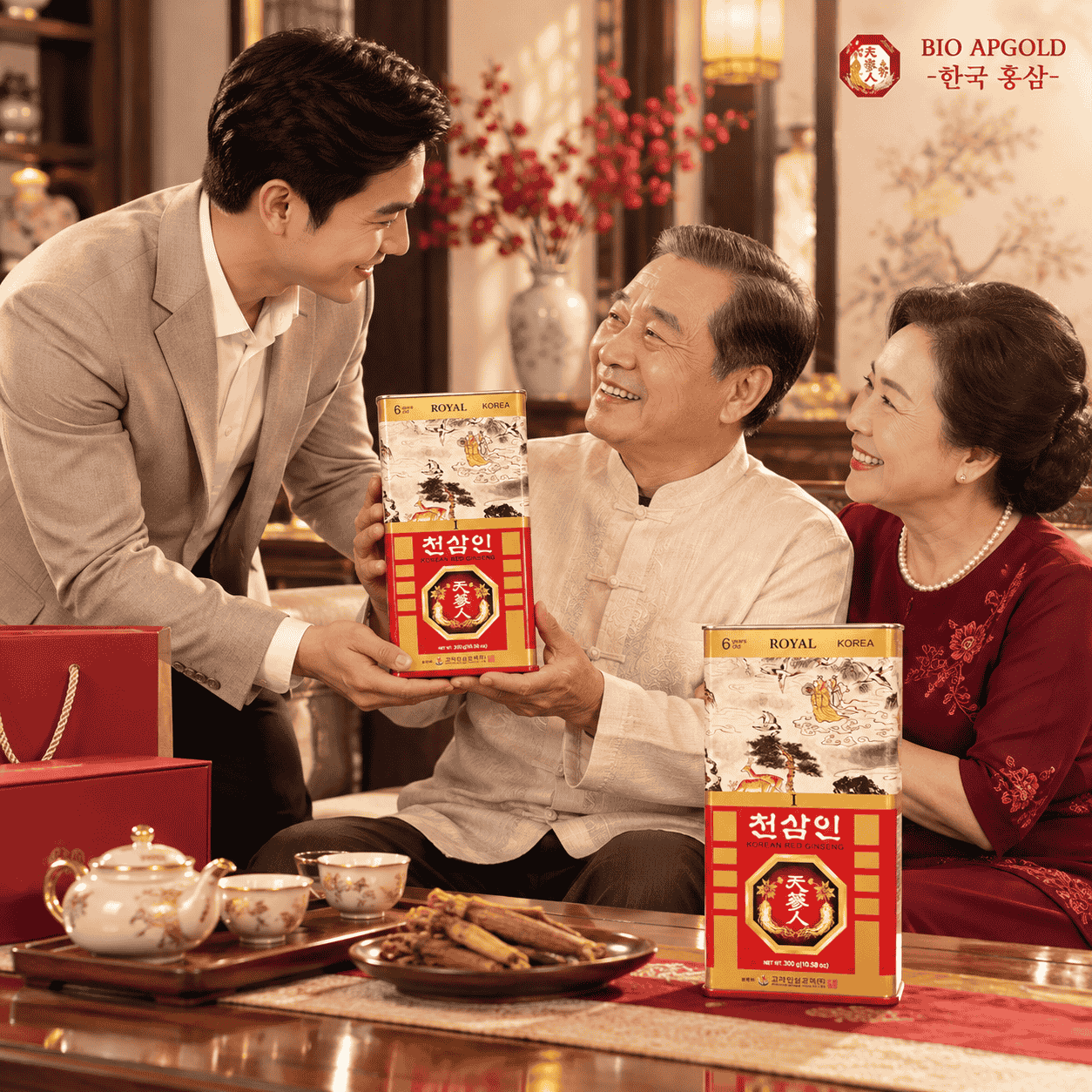 hồng sâm củ khô hộp thiếc 300g wooshin hàn quốc