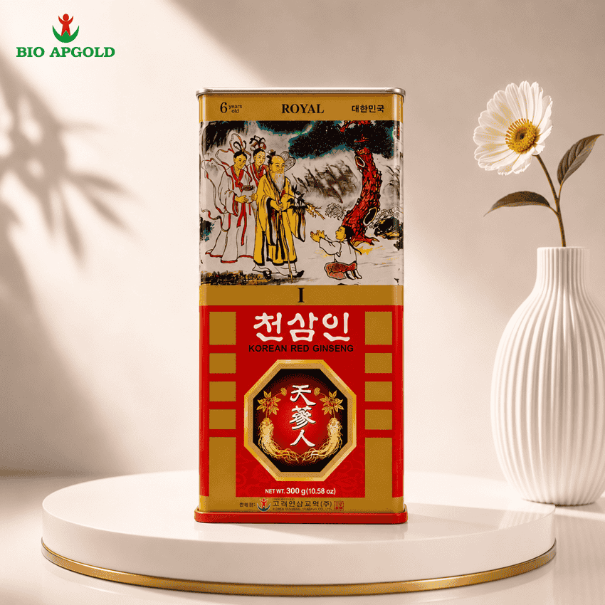 hồng sâm củ khô hộp thiếc 300g - hộp 15 củ