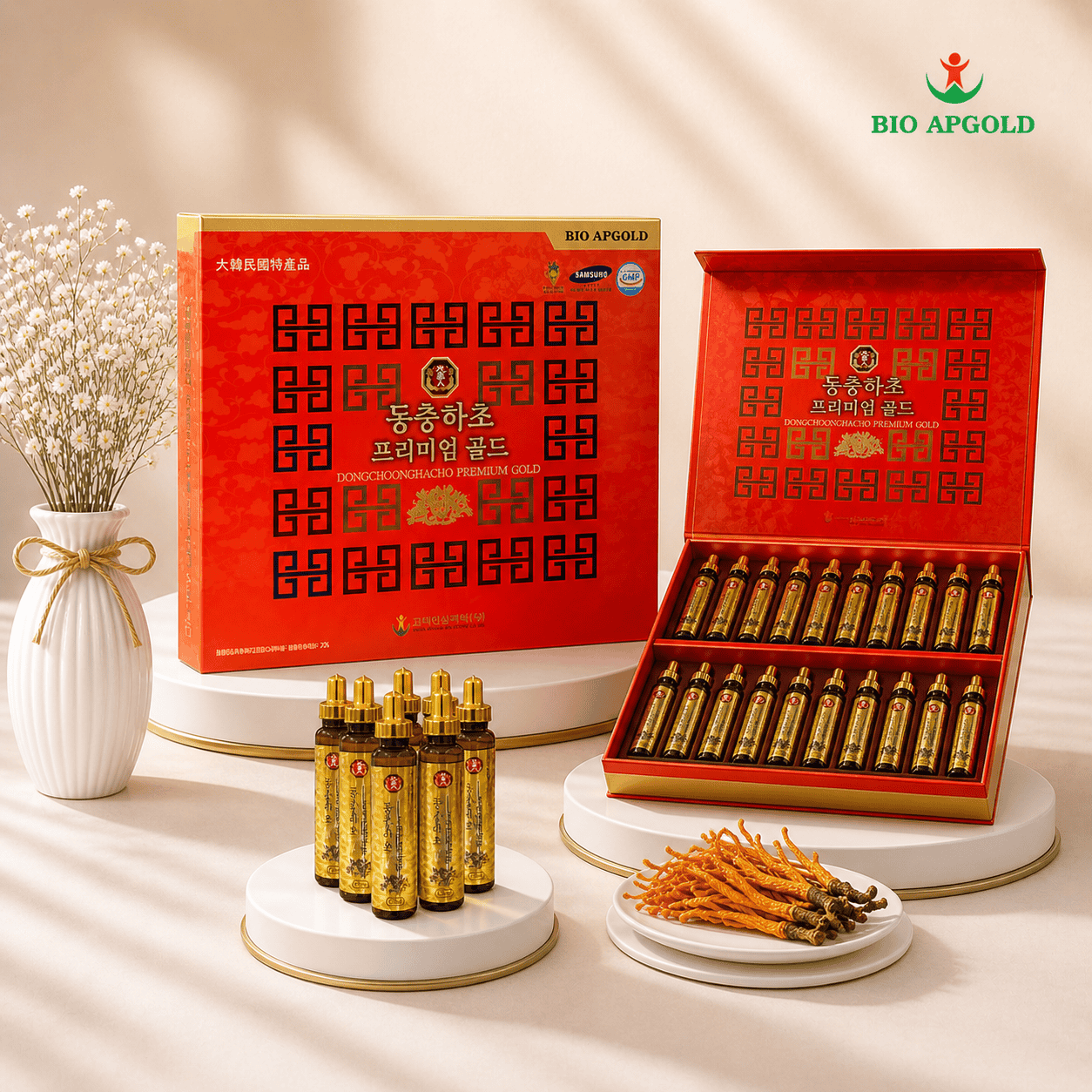 nước đông trùng hạ thảo hộp 20 ống - Bio apgold