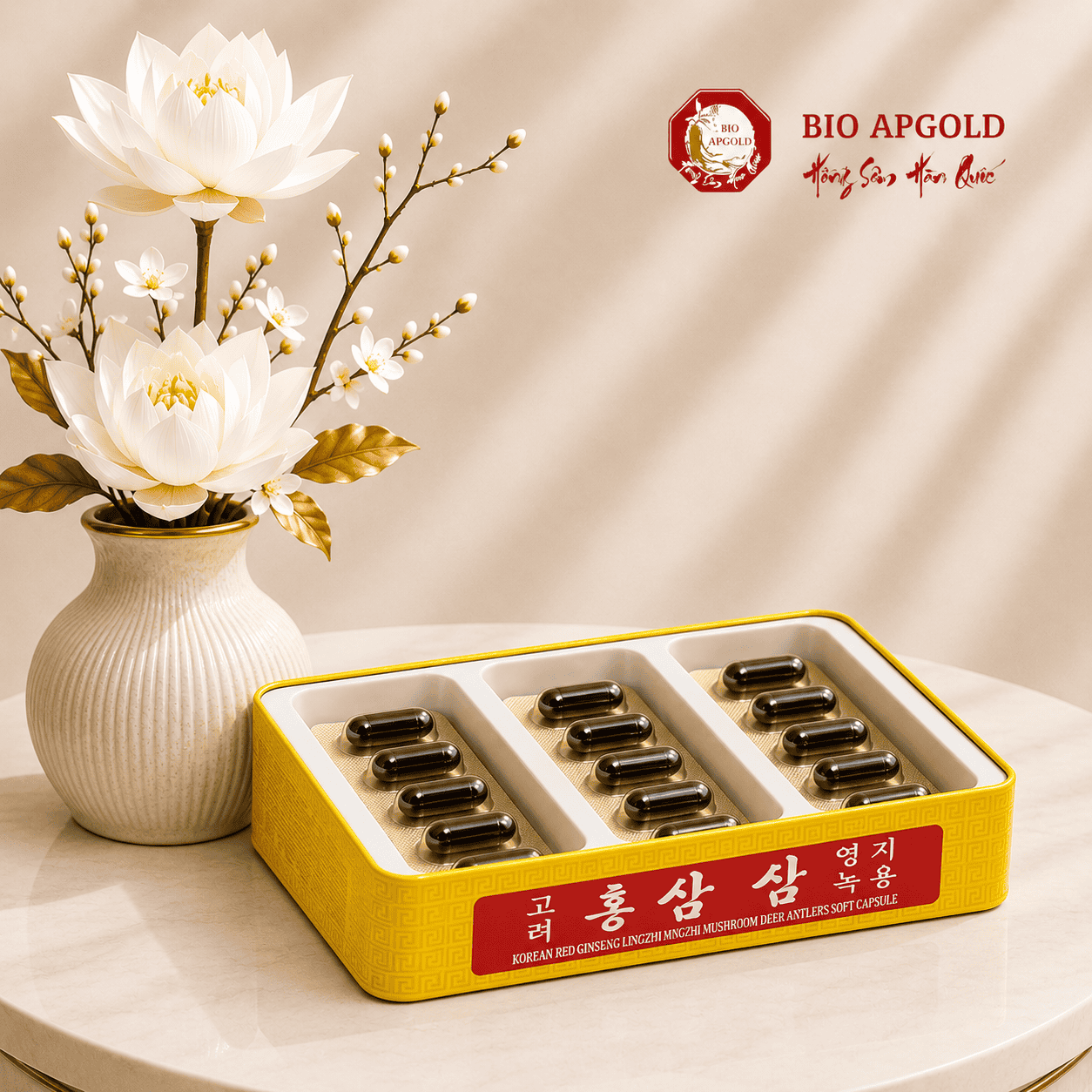 viên hồng sâm linh chi nhung hươu hàn quốc