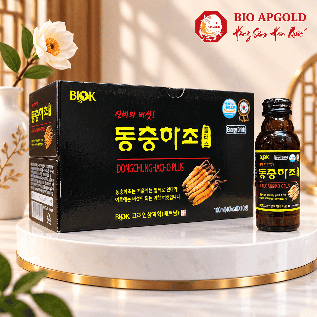 nước uống đông trùng hạ thảo hộp 10 chai Biok