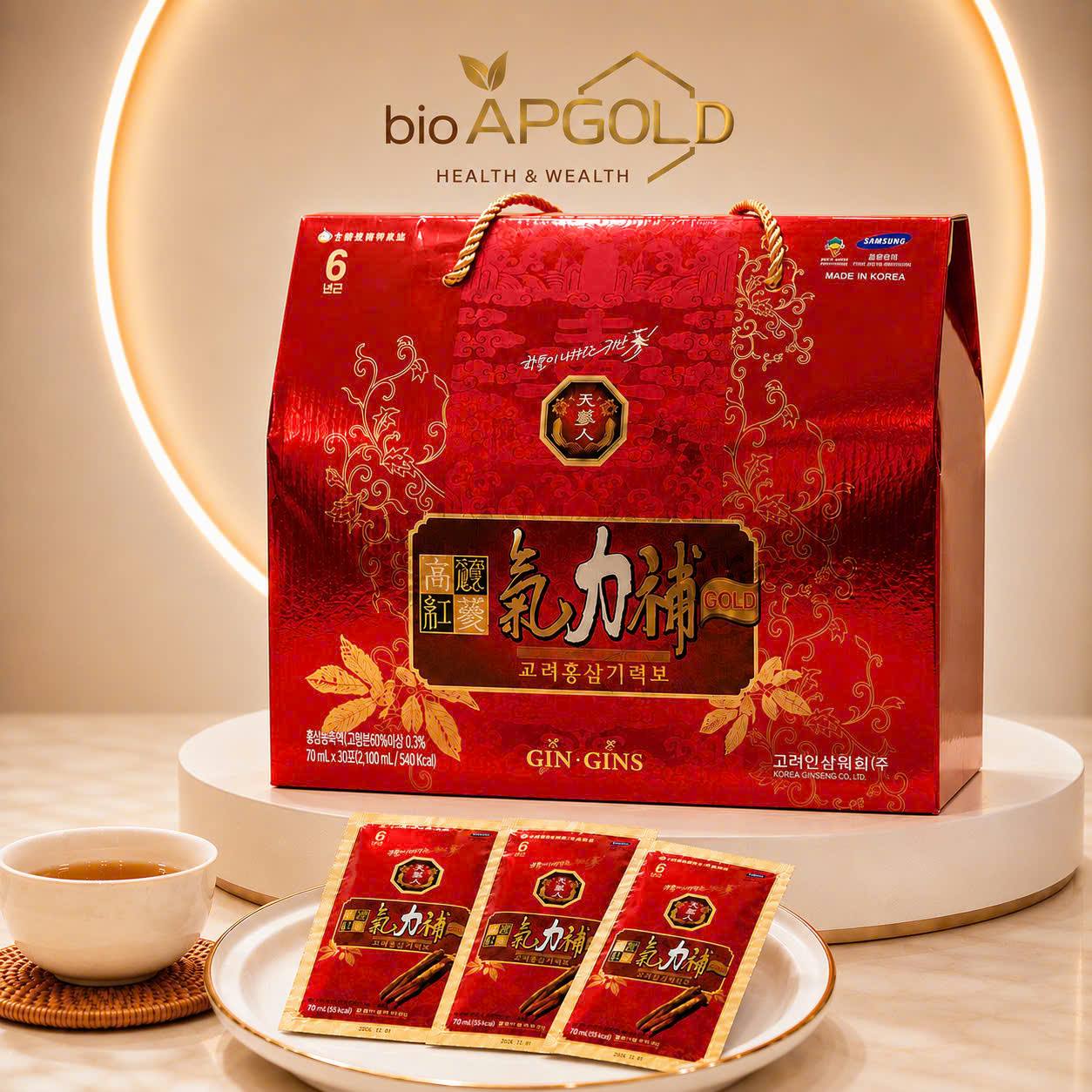 nước uống hồng sâm hộp 30 gói - Bio Apgold