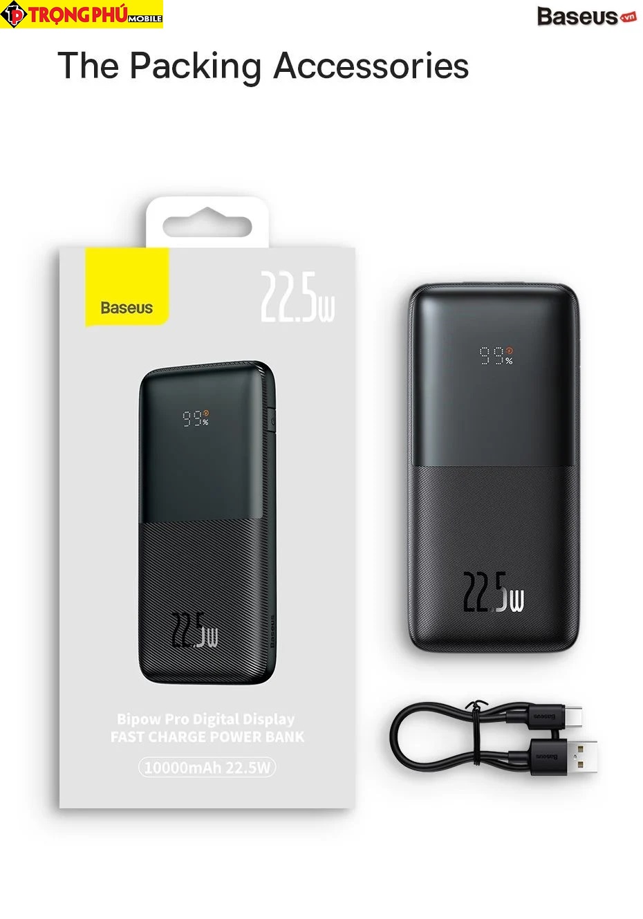Pin sạc dự phòng Baseus BIPOW 22.5W 10.000mah Trọng phú mobile