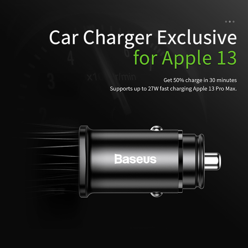 Cốc Sạc Nhanh Ô Tô Baseus Square Metal 30W PPS Car Charger(PD3.0、QC4.0+SCP、AFC) - A+C