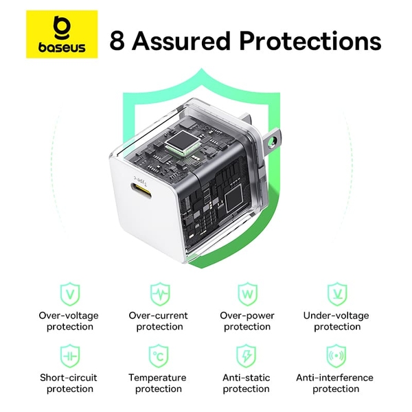 Bộ Sạc Nhanh Baseus Palm Fast Charger 1C 30W (Kèm cáp C to iP ligting 1m)