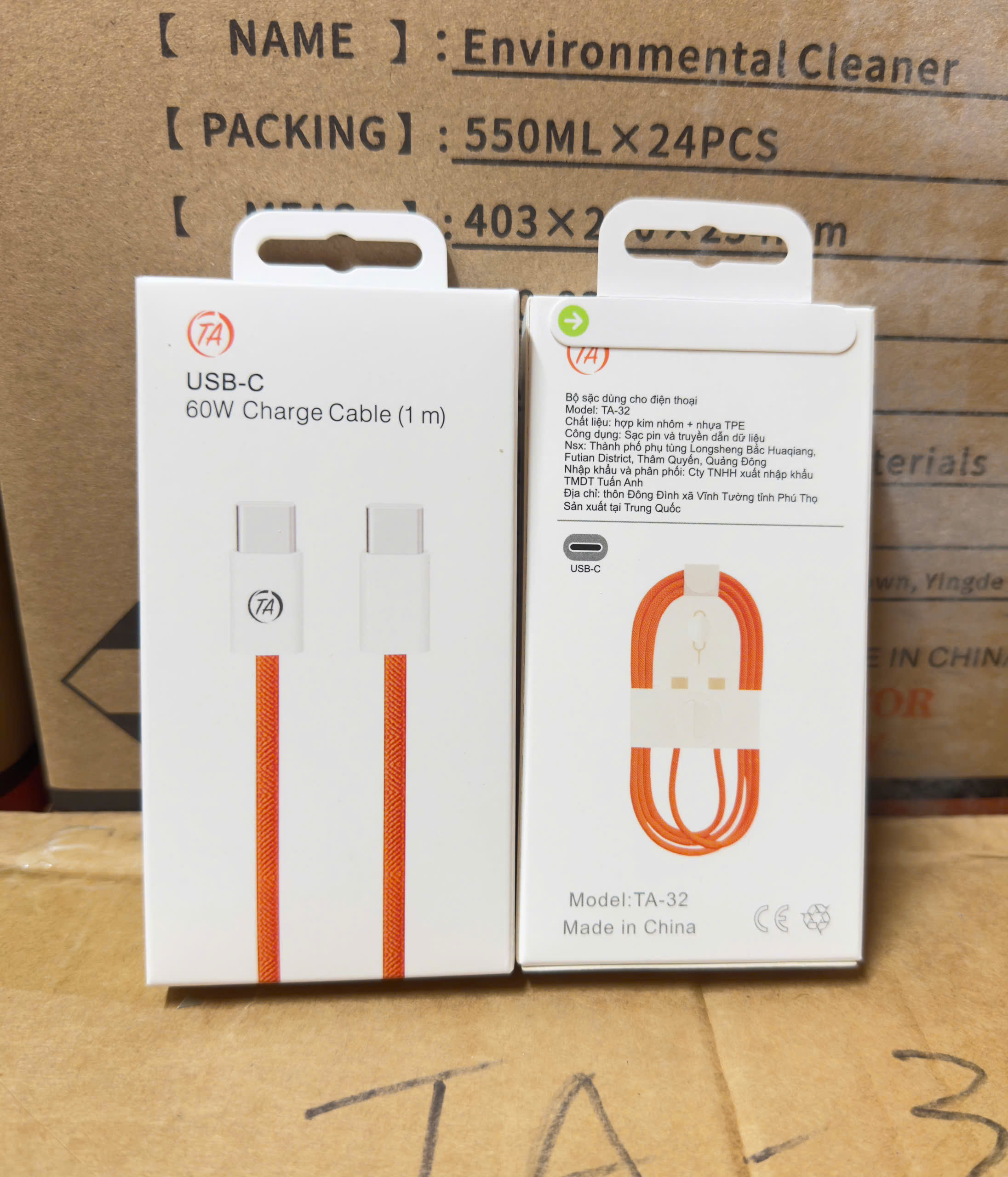 Cáp sạc TypeC-TypeC TA-32 PD60w màu cam cho ip15-17 90k