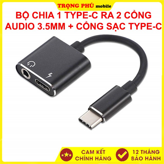 Cáp chuyển Type C ra tai nghe 3.5 và typeC sạc Trọng phú mobile