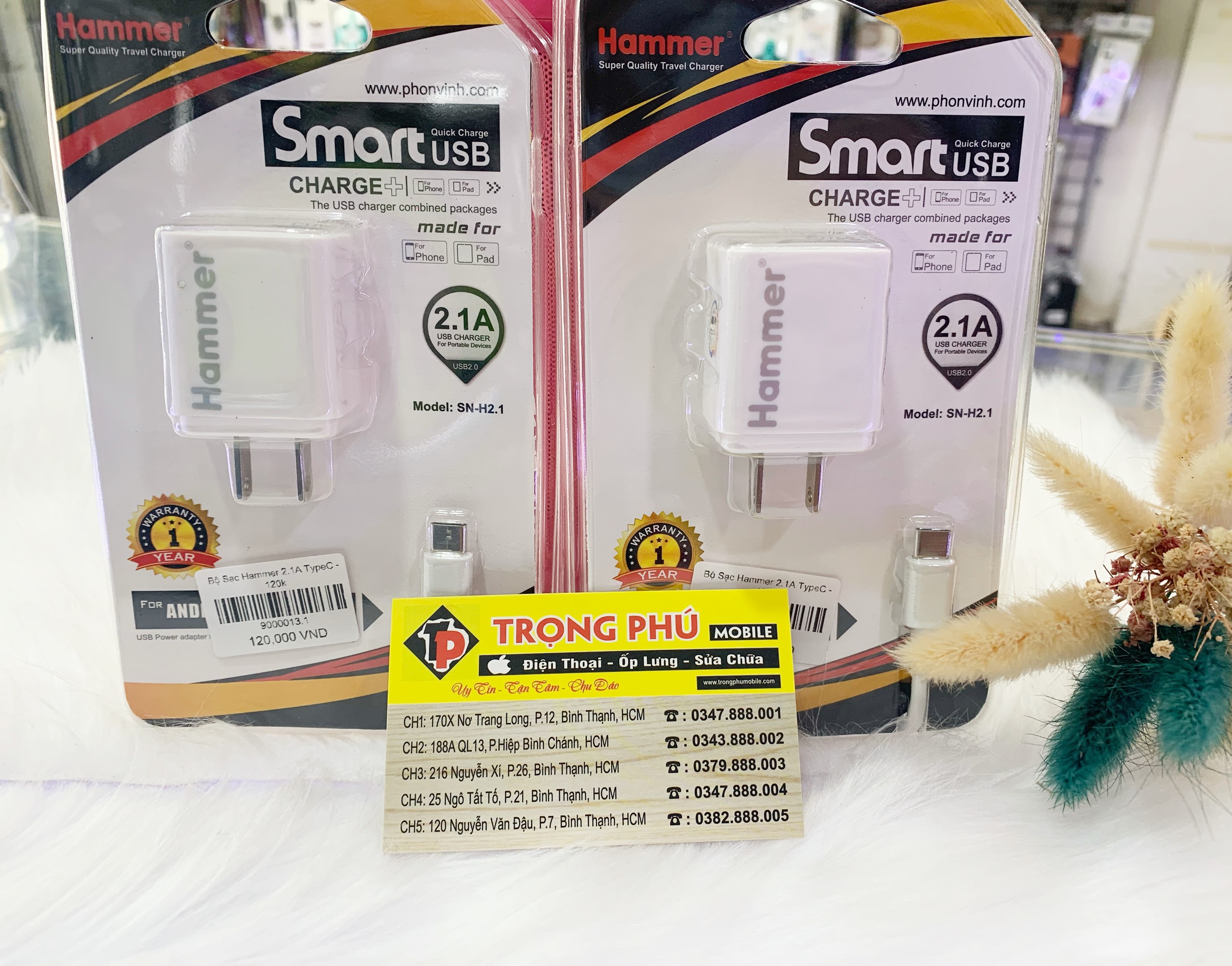 Bộ Sạc Hammer 2.1A USB-TypeC Trọng phú mobile