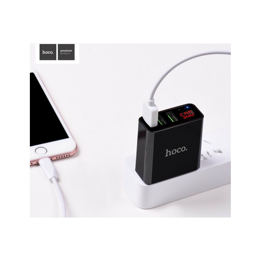 Cốc sạc nhanh 3 cổng Hoco C15 USB