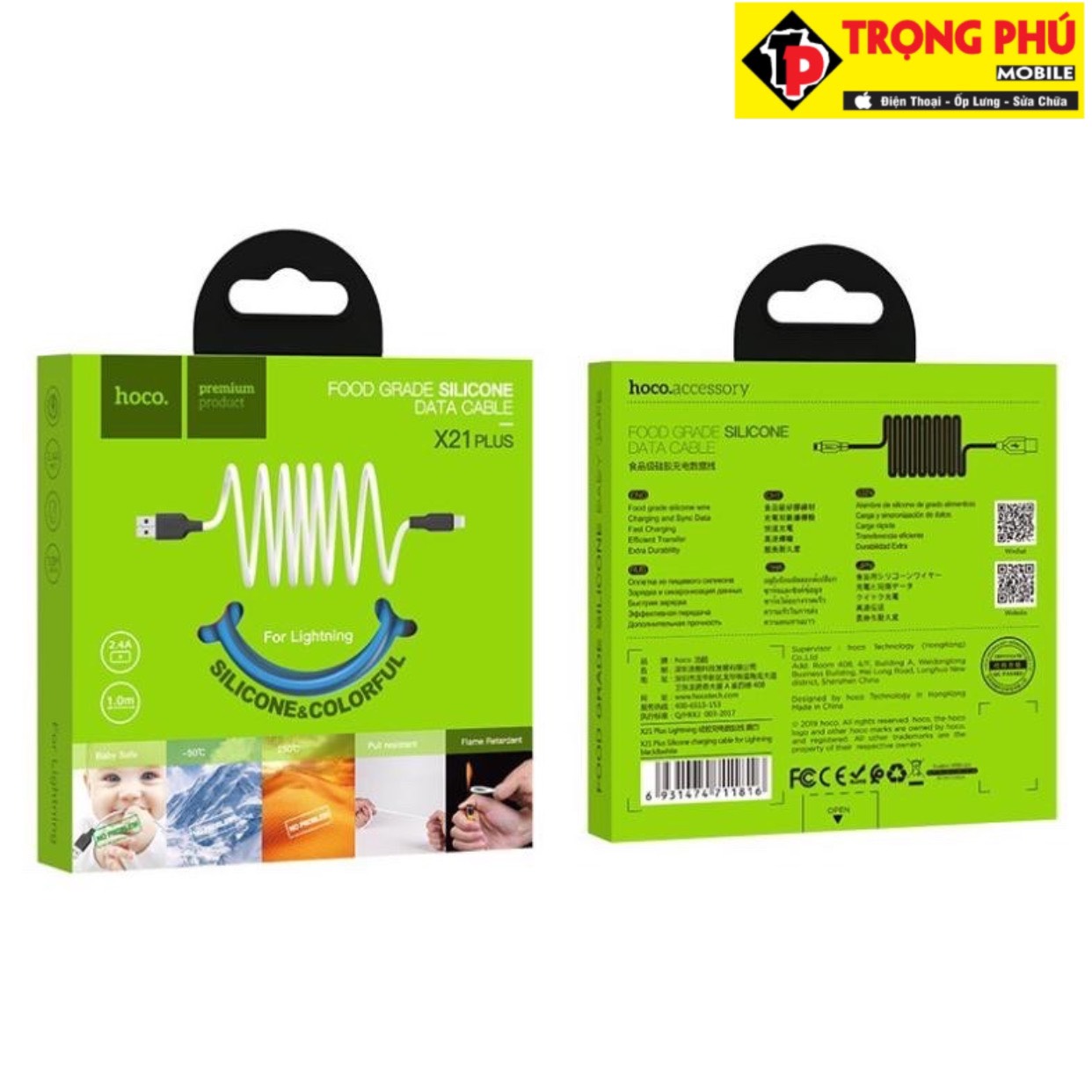 Cáp sạc Hoco X21plus 1m Trọng phú mobile