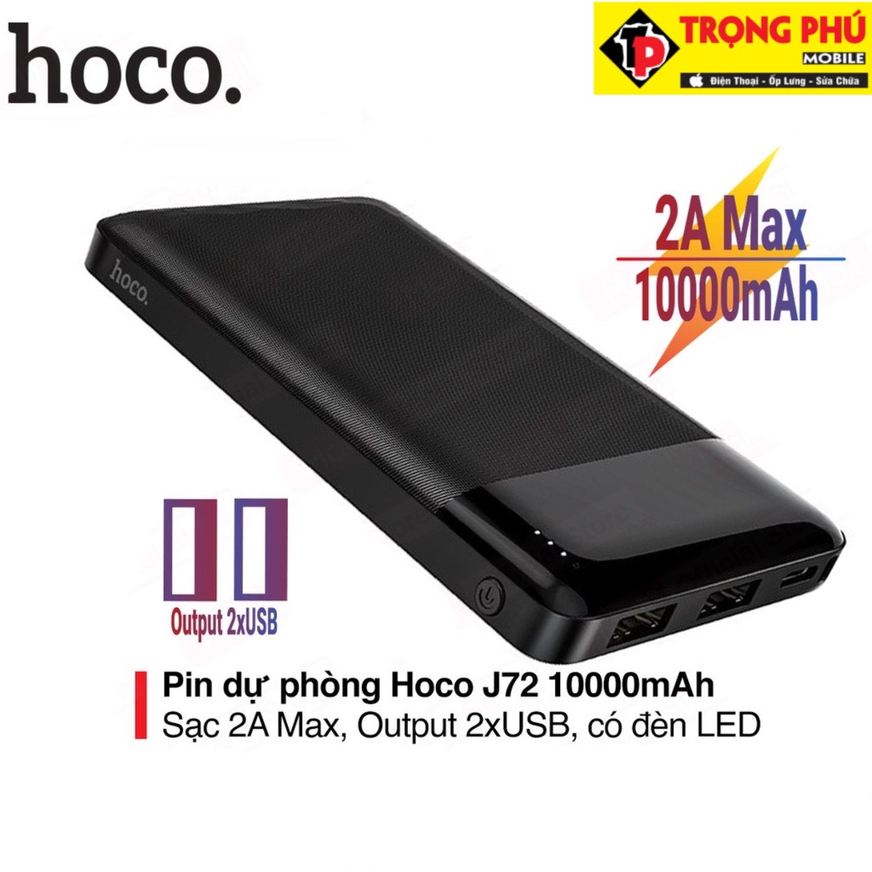 Pin sạc dự phòng Hoco j72 10.000mah - Đen