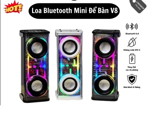 Loa bluetooth Trong suốt V8 led